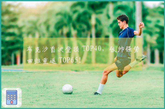 布克沙首次登顶 TOP40，张帅强势回归重返 TOP65！
